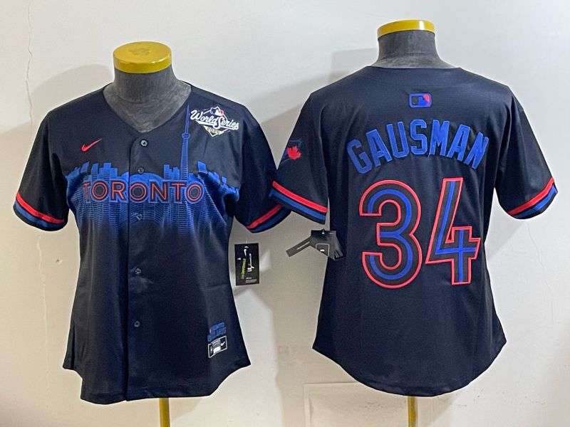 Women 2025 Nike Toronto Blue Jays #34 Gausman Blue Game MLB Jersey 04